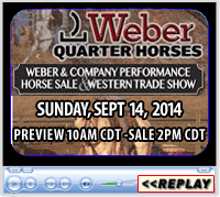 Weber Quarter Horses Performance Horse Sale and Western Trade Show, Valentine, NE, Sept 2014
